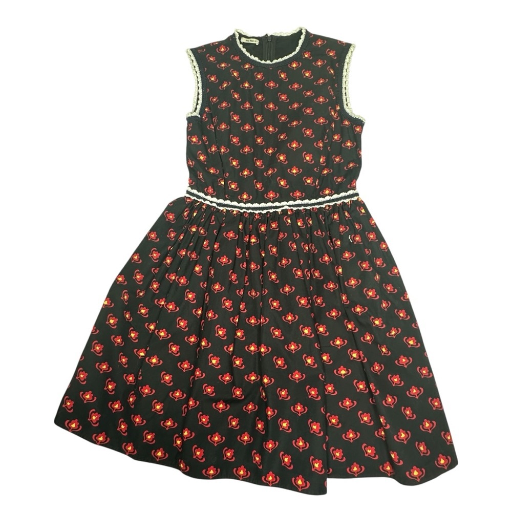 Miu Miu Cotton Printed Floral A-Line Dress 38